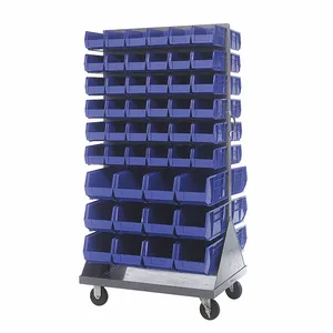 QUANTUM STORAGE SYSTEMS QMD-36H-230240BL Mobile Louvered Floor Rack, 36 x 24 x 72 Inch Size, 96 Bins Included, Blue | CT8JUE 60TT44