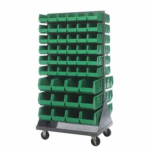 QUANTUM STORAGE SYSTEMS QMD-36H-230240GN Mobile Louvered Floor Rack, 36 x 24 x 72 Inch Size, 96 Bins Included, Green | CT8JUQ 60TT45