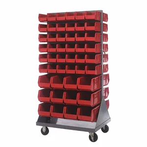 QUANTUM STORAGE SYSTEMS QMD-36H-230240RD Mobile Louvered Floor Rack, 36 x 24 x 72 Inch Size, 96 Bins Included, Red | CT8JUG 60TT47