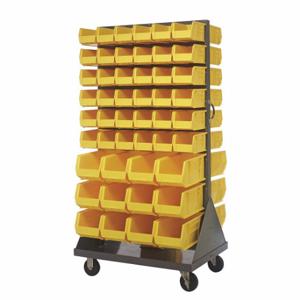 QUANTUM STORAGE SYSTEMS QMD-36H-230240YL Mobile Louvered Floor Rack, 36 x 24 x 72 Inch Size, 96 Bins Included, Yellow | CT8JUM 60TT48