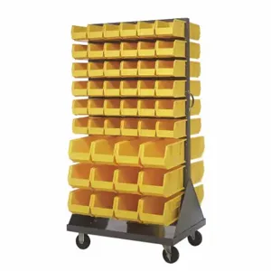 QUANTUM STORAGE SYSTEMS QMD-36H-230240YL Mobile Louvered Floor Rack, 36 x 24 x 72 Inch Size, 96 Bins Included, Yellow | CT8JUM 60TT48