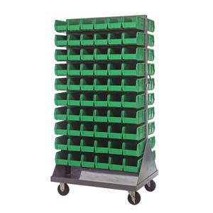 QUANTUM STORAGE SYSTEMS QMD-36H-230GN Mobile Louvered Floor Rack, 36 x 24 x 72 Inch Size, 120 Bins Included, Green | CT8JTU 60TT33
