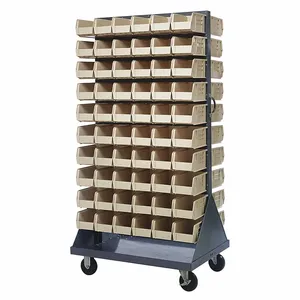 QUANTUM STORAGE SYSTEMS QMD-36H-230IV Mobile Louvered Floor Rack, 36 x 24 x 72 Inch Size, 120 Bins Included, Ivory | CT8JUL 60TT34