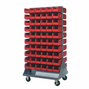 QUANTUM STORAGE SYSTEMS QMD-36H-230RD Mobile Louvered Floor Rack, 36 x 24 x 72 Inch Size, 120 Bins Included, Red | CT8JTV 60TT35