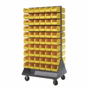 QUANTUM STORAGE SYSTEMS QMD-36H-230YL Mobile Louvered Floor Rack, 36 x 24 x 72 Inch Size, 120 Bins Included, Yellow | CT8JTW 60TT36