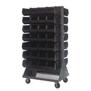 QUANTUM STORAGE SYSTEMS QMD-36H-240BK Mobile Louvered Floor Rack, 36 x 24 x 72 Inch Size, 56 Bins Included, Black | CT8JUR 60TT37