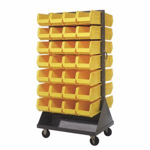 QUANTUM STORAGE SYSTEMS QMD-36H-240YL Mobile Louvered Floor Rack, 36 x 24 x 72 Inch Size, 56 Bins Included, Yellow | CT8JUC 60TT42