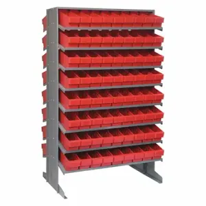 QUANTUM STORAGE SYSTEMS QPRD-203RD Pick Rack, 36 Inch x 36 Inch x 64 Inch, 2 Sided, 128 Bins, Open, Shelf B Inch, Red | CV3EHJ 493G80