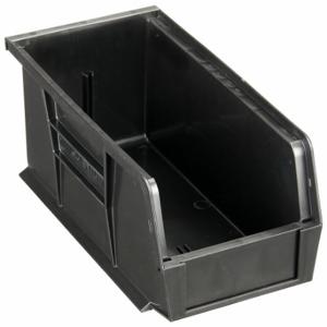 QUANTUM STORAGE SYSTEMS QUS230BK Hang and Stack Bin, 5 1/2 Inch x 10 7/8 Inch x 5 Inch, Black, Label Holders | CT8JRR 9J721