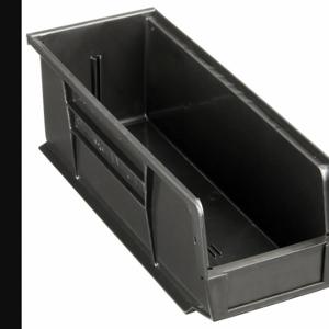 QUANTUM STORAGE SYSTEMS QUS234BK Hang and Stack Bin, 5 1/2 Inch x 14 3/4 Inch x 5 Inch, Black, Label Holders | CT8JRT 8EAK7