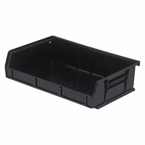 QUANTUM STORAGE SYSTEMS QUS236BK Hang and Stack Bin, 11 Inch x 7 3/8 Inch x 3 Inch, Black, Label Holders | CT8JRJ 493G73