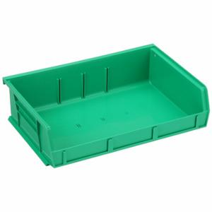 QUANTUM STORAGE SYSTEMS QUS236GN Hang and Stack Bin, 11 Inch x 7 3/8 Inch x 3 Inch, Green, Label Holders | CT8JRL 493G75