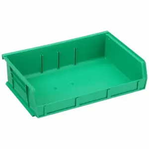 QUANTUM STORAGE SYSTEMS QUS236GN Hang and Stack Bin, 11 Inch x 7 3/8 Inch x 3 Inch, Green, Label Holders | CT8JRL 493G75