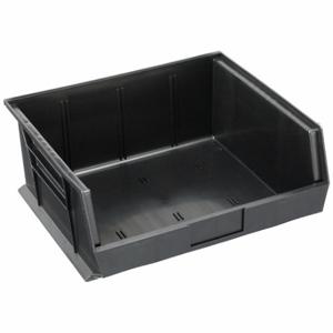 QUANTUM STORAGE SYSTEMS QUS250BK Hang and Stack Bin, 16 1/2 Inch x 14 3/4 Inch x 7 Inch, Black, Label Holders | CT8JRN 9GP89
