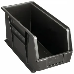 QUANTUM STORAGE SYSTEMS QUS265BK Hang and Stack Bin, 8 1/4 Inch x 18 Inch x 9 Inch, Black, Label Holders, QUS265BK | CT8JRW 9ALJ7