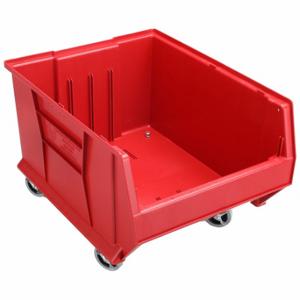 QUANTUM STORAGE SYSTEMS QUS965MOBRD Mobile Hopper Bin, 23 7/8 Inch Overall Length, Red, Stackable | CT8JTP 493G11