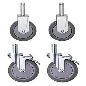 QUANTUM STORAGE SYSTEMS WR-SB2R2 Swivel Thermoplastic Resin Caster, 5 x 1-1/4 Inch Size, brake, 2Pk | CG9HFP