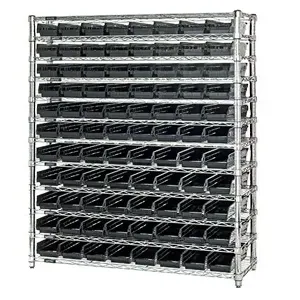 QUANTUM STORAGE SYSTEMS WR12-101CO Wire Shelving, Conductive Bins, 12 Shelf, 12 x 36 x 74 Inch Size, 88 Bins | CG9RXB