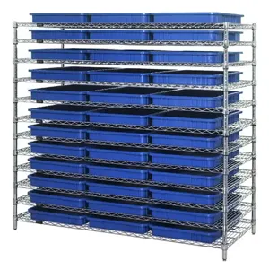 QUANTUM STORAGE SYSTEMS WR12-93030 Wire Shelving, Dividable Grid Container, 12 Shelves, 24 x 60 x 63 Inch Size | CG9RYB