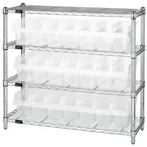 QUANTUM STORAGE SYSTEMS WR4-39-1236-801CL Bin Center, 8 Inch Bin, 12 x 36 x 39 Inch Size, 4 Shelves, 21 Clear View Bins | CG9DDZ