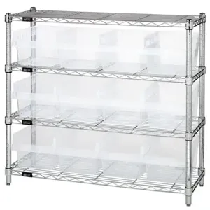 QUANTUM STORAGE SYSTEMS WR4-39-1236-807CL Bin Center, 8 Inch Bin, 12 x 36 x 39 Inch Size, 4 Shelves, 12 Clear View Bins | CG9DEB