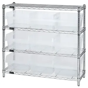 QUANTUM STORAGE SYSTEMS WR4-39-1236-809CL Bin Center, 8 Inch Bin, 12 x 36 x 39 Inch Size, 4 Shelves, 9 Clear View Bins | CG9DEC