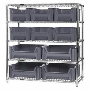 QUANTUM STORAGE SYSTEMS WR5-600800GY Bin Shelving Wire 36 x 18 10 Bins Gray | AF6CTC 9WU09