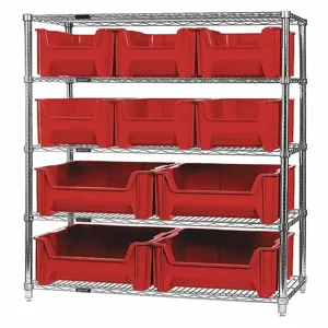 QUANTUM STORAGE SYSTEMS WR5-600800RD Bin Shelving Wire 36 x 18 10 Bins Red | AF4NZX 9DZA9