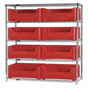 QUANTUM STORAGE SYSTEMS WR5-700RD Bin Shelving Wire 42 x 18 8 Bins Red | AF4BAF 8NGV0