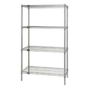 QUANTUM STORAGE SYSTEMS WR54-2154C Wire Shelving, Starter Unit, 4 Shelves, 21 x 54 x 54 Inch Size, Chrome Finish | CG9LPY