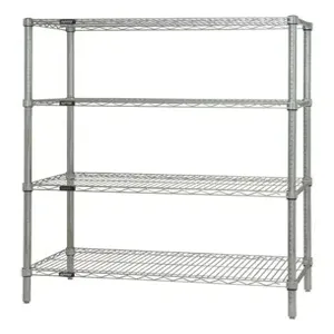 QUANTUM STORAGE SYSTEMS WR63-3660S Wire Shelving, Starter Unit, 4 Shelves, 36 x 60 x 63 Inch Size, Stainless Steel | CG9MEX