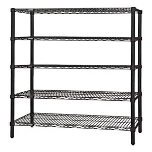 QUANTUM STORAGE SYSTEMS WR74-1442BK-5 Wire Shelving, Starter Unit, 5 Shelf, 14 x 42 x 74 Inch Size, Black Epoxy Finish | CG9QUC