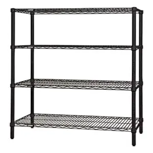 QUANTUM STORAGE SYSTEMS WR74-3636BK Wire Shelving, Starter Unit, 4 Shelves, 36 x 36 x 74 Inch Size, Black Epoxy Finish | CG9MQE