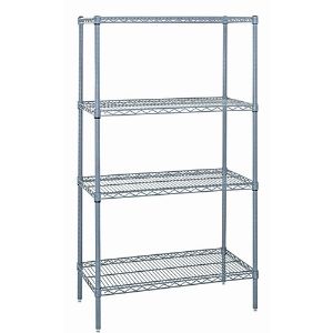 QUANTUM STORAGE SYSTEMS WR74-3036GY Wire Shelving, Starter Unit, 4 Shelves, 30 x 36 x 74 Inch Size, Gray Epoxy Finish | CG9MPE