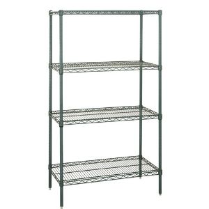 QUANTUM STORAGE SYSTEMS WR63-2136P Wire Shelving, Starter Unit, 4 Shelves, 21 x 36 x 63 Inch Size, Proform Green Epoxy | CG9MAG