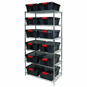 QUANTUM STORAGE SYSTEMS WR6-191507BK Latch Container With Shelving Unit, 21 x 36 Inch x 74 Inch Size, 6 Shelf Unit | CG9TUJ