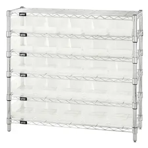 QUANTUM STORAGE SYSTEMS WR6-36-1236-102CL Bin Center, Clear View, 12 x 36 x 36 Inch Size, 6 Shelf, 25 Bins | CG9DAM