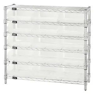 QUANTUM STORAGE SYSTEMS WR6-36-1236-109CL Bin Center, Clear View, 12 x 36 x 36 Inch Size, 6 Shelf, 15 Bins | CG9DAP