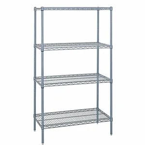 QUANTUM STORAGE SYSTEMS WR74-2436GY Wire Shelving, Starter Unit, 4 Shelves, 24 x 36 x 74 Inch Size, Gray Epoxy Finish | CG9MMX