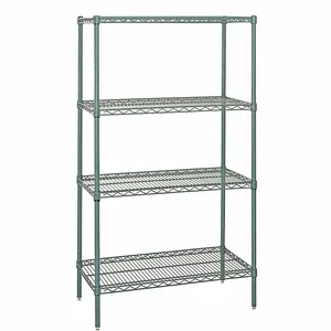 QUANTUM STORAGE SYSTEMS WR74-2472P Wire Shelving, Starter Unit, 4 Shelves, 24 x 72 x 74 Inch Size, Proform Green Epoxy | CG9MPA