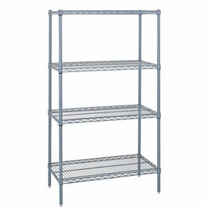 QUANTUM STORAGE SYSTEMS WR74-1836GY Wire Shelving, Starter, 36 Inch x 18 Inch, 74 Inch OverallHeight, 4 Shelves, Dry/Wet | CT8KAE 60TV84