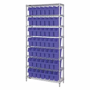 QUANTUM STORAGE SYSTEMS WR8-810BL Bin Shelving, 18 Inch x 36 Inch x 74 in, 1 Sided, 21 Bins, Open, Shelf Bin, Blue | CT8JGJ 493G37