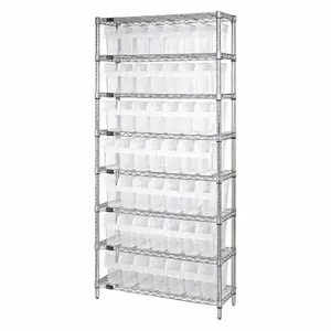 QUANTUM STORAGE SYSTEMS WR8-801CL Shelving Unit, 8 Inch Clear View Bin, 8 Shelf, 12 x 36 x 74 Inch Size, 49 Bins | CG9RVF