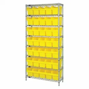 QUANTUM STORAGE SYSTEMS WR8-802YL Bin Shelving, 12 Inch x 36 Inch x 74 in, 1 Sided, 35 Bins, Open, Shelf Bin | CT8JGA 493G32