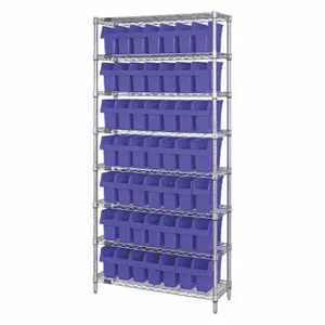 QUANTUM STORAGE SYSTEMS WR8-803BL Bin Shelving, 18 Inch x 36 Inch x 74 in, 1 Sided, 48 Bins, Open, Shelf Bin, Blue | CT8JGU 493G41