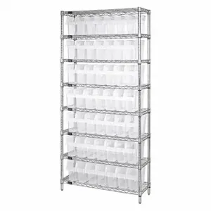 QUANTUM STORAGE SYSTEMS WR8-803CL Shelving Unit, 8 Inch Clear View Bin, 8 Shelf, 18 x 36 x 74 Inch Size, 49 Bins | CG9RVH