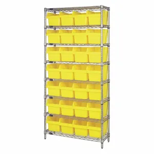 QUANTUM STORAGE SYSTEMS WR8-807YL Bin Shelving, 12 Inch x 36 Inch x 74 in, 1 Sided, 28 Bins, Open, Shelf Bin | CT8JFV 493G36