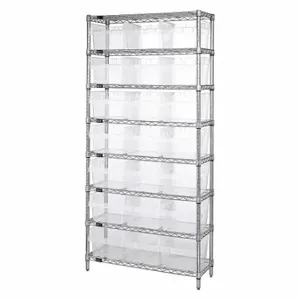 QUANTUM STORAGE SYSTEMS WR8-810CL Shelving Unit, 8 Inch Clear View Bin, 8 Shelf, 18 x 36 x 74 Inch Size, 21 Bins | CG9RVQ