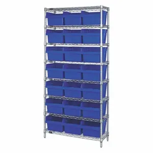 QUANTUM STORAGE SYSTEMS WR8-816BL Bin Shelving, 24 Inch x 36 Inch x 74 in, 1 Sided, 21 Bins, Open, Shelf Bin, Blue | CT8JGZ 493G53