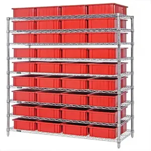 QUANTUM STORAGE SYSTEMS WR9-93060 Wire Shelving, Dividable Grid Container, 9 Shelves, 24 x 60 x 74 Inch Size | CG9RYE